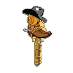 Lucky Line B132S House Key, Schlage, Cowboy, Brass, Enamel Coating, 1 Each Per Card