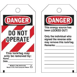Brady 65525 Lockout Tag 5.75 in H x 3 in W Black/Red on White