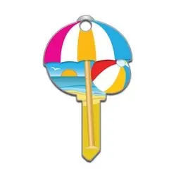 LUCKY LINE B113S House Key, Schlage, Beach, Brass, Enamel Coating, 1 each per Card