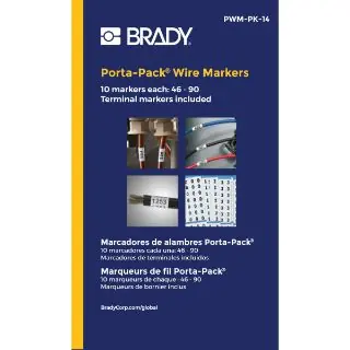 Brady PWM-PK-14 Porta-Pack Wire Marker Book 1-1/2 in L x 0.2 in W Legend 46 to 90