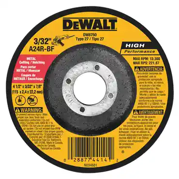 DeWalt DW8750 Type 27 High Performance Metal Cut-Off Wheel