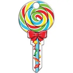 Lucky Line B140S House Key, Schlage, Lollipop, Brass, Enamel Coating, 1 Each Per Card