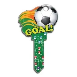 LUCKY LINE B135S House Key, Schlage, Soccer, Brass, Enamel Coating, 1 each per Card
