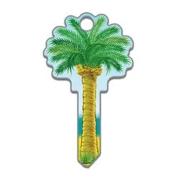 LUCKY LINE B112S House Key, Schlage, Palm Tree, Brass, Enamel Coating, 1 each per Card