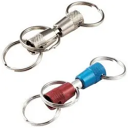 Lucky Line 71501 Key Release Ring, 3-Way, Pull Apart, Bright Aluminum with Nickel Plated Steel Split Key Ring