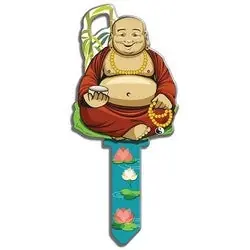 LUCKY LINE B137K House Key, Kwikset, Buddha, Brass, Enamel Coating, 1 Each Per Card