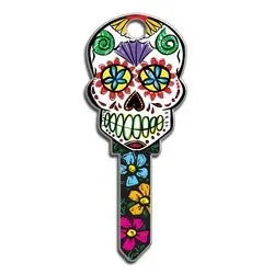 LUCKY LINE PRODUCTS INC B136S House Key, Schlage, Sugar Skull, Brass, Enamel Coating, 1 each per Card