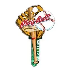 LUCKY LINE B120S House Key, Schlage, Baseball, Brass, Enamel Coating, 1 each per Card