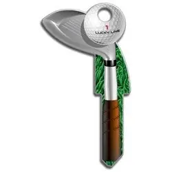 Lucky Line B119K House Key, Kwikset, Golf Club, Brass, Enamel Coating, 1 Each