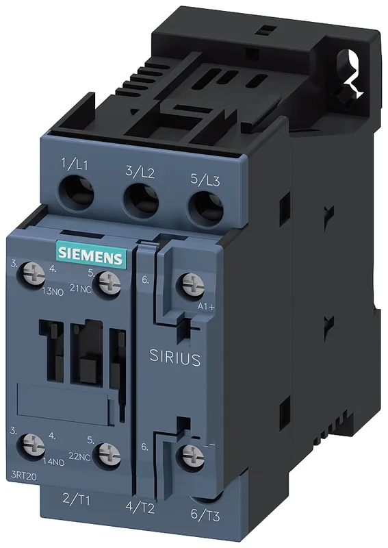 Siemens 3RT20281BB40 24 VDC 38 Amp 3-Pole 1NO 1NC Screw Terminal IEC Contactor