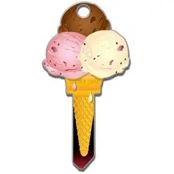 Lucky Line B111K House Key, Kwikset, Ice Cream, Brass, Enamel Coating, 1 each per Card