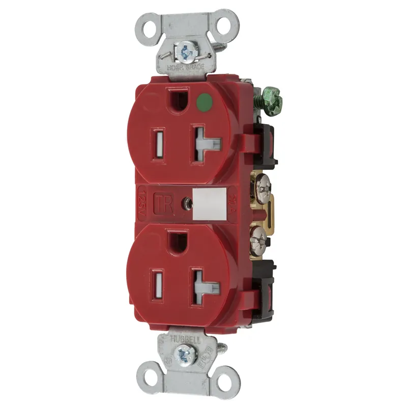 Hubbell 8300REDTRA Straight Blade Device 20A 125V Duplex Receptacle