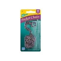 Lucky Line 40101 Pocket Chain 18-1/4 Length Nickel Plated Steel With 1-1/8 Nickel Plated Tempered Steel Split Key Ring and Trigger Snap