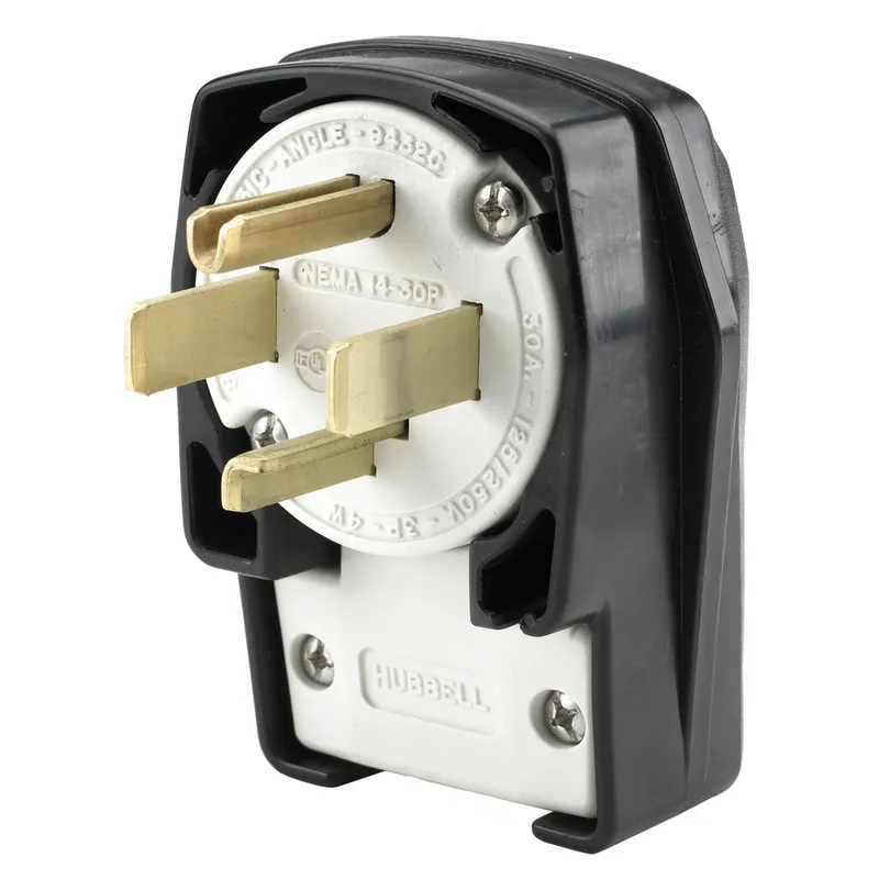 Hubbell HBL9432C 30 Amp 125/250 Volt 3-Pole 4-Wire NEMA 14-30P Black Nylon Straight Blade Plug