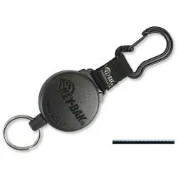 LUCKY LINE 43451 Key Reel, 2 Diameter, Zinc Alloy Carabiner, Textured Black, With 48 Kevlar Cord, Nylon Strap, 1 each per Card