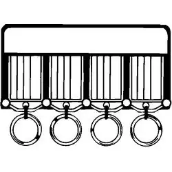 Lucky Line 60540 Key Tag Rack, 4-Key, Rugged Plastic, White, With (4) Tag, Adhesive Strip, Screw, Jump Ring