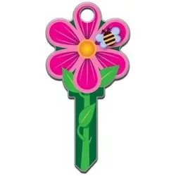 LUCKY LINE B106K House Key, Kwikset, Flower, Brass, Enamel Coating, 1 each per Card