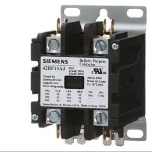 Siemens 42BF15AJ Class 42 Non-Reversing Definite Purpose Contactor, 24 V Coil, 30 A, 4NC-4NO Contact, 2 Poles
