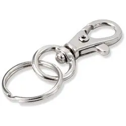 Lucky Line 44301 Key Mini Trigger Snap, 1-1/2 Length, Zinc, Nickel Plated, With 7/8 Tempered Steel Split Ring