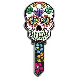 Lucky Line B136K House Key, Kwikset, Sugar Skull, Brass, 1 Each