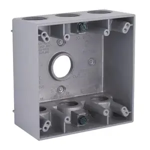 Hubbell 5348-0 Weatherproof Outlet Box With Lug, 2 Gangs, 7 Outlets