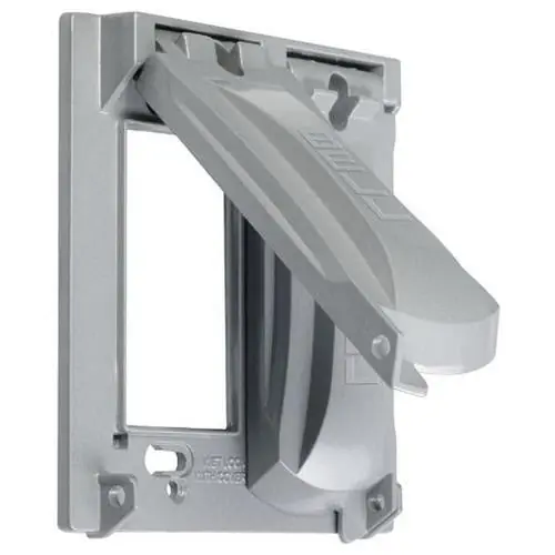 Raco MX2050S Powder Coated Die Cast Metal 2-Gang Universal Metal Flip Cover 4.79 Inch x 1 Inch x 4.82 Inch