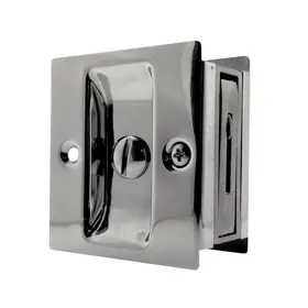 TRIMCO 1065626 Pocket Door Pull, Privacy, 2-1/2 Length x 2-3/4 Height, US26D Satin Chrome