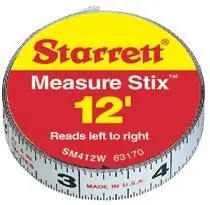 L.S. Starrett 66634 Measure Stix Steel Measuring Tapes 1/2 in x 6 ft