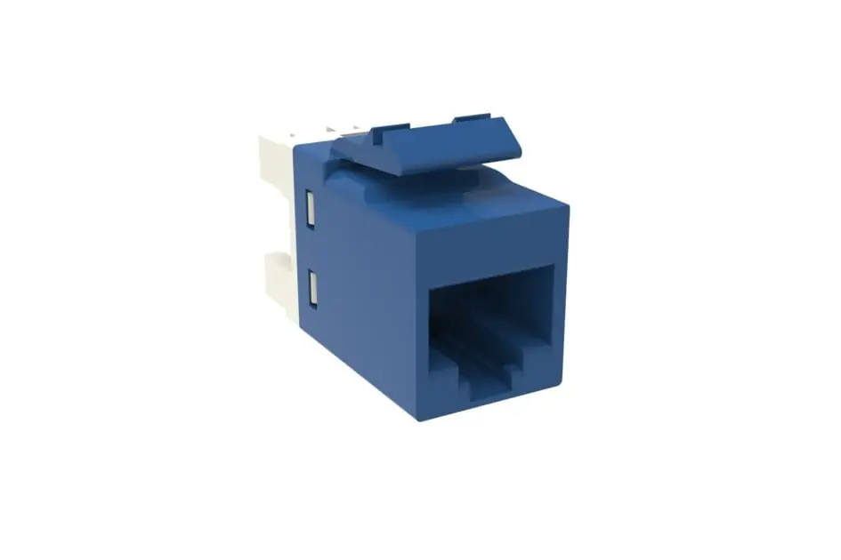 CommScope 760237628 Copper Jack, Cat 6, Commercial, UNIPRISE USL Modular RJ45 Jack, Cat 6 UTP, Without Dust Coverage, Blue