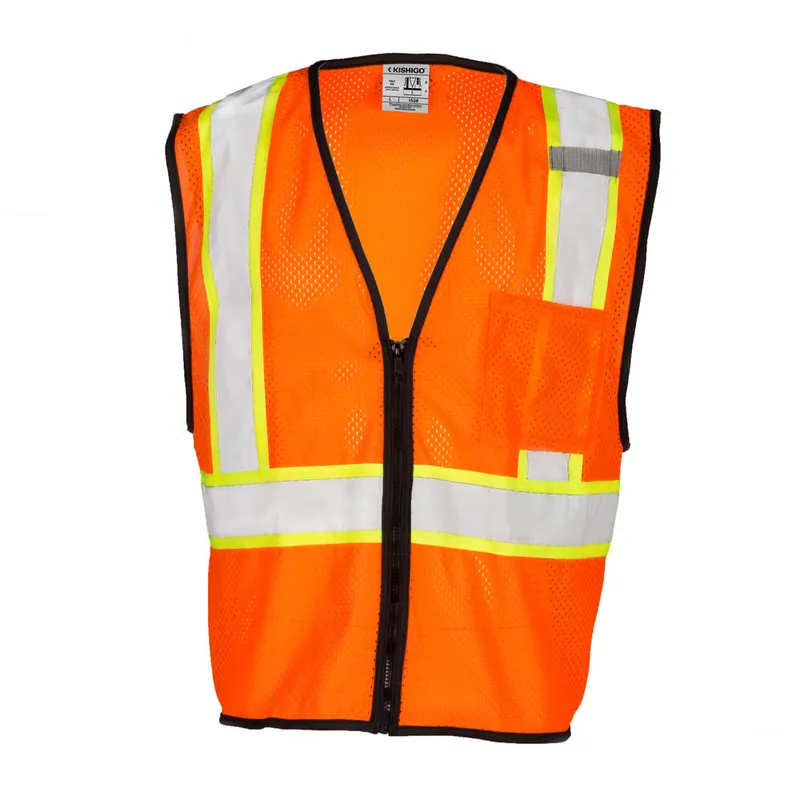 Kishigo 1528LXL Lg-Xl Single Pocket Contrasting Orange Class 2 Mesh Vest