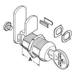 Fort Lock MFW23118BKA217 Cam Lock, Single Bitted, Multi-Function, Keyed Alike 217 Keying, 1-1/8, Brass, With Universal Keyway