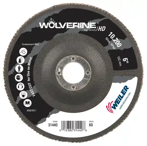 Weiler 31440 Wolverine 6 in Diameter Flap Disc 60 Grit