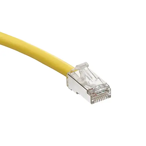 LEVITON 6AS10-5Y Cat 6A SlimLine Boot Patch Cord, 5 ft, Yellow