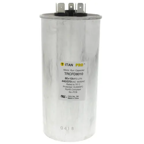 Diversitech TRCFD8010 Run Capacitor 80/10 mfd 440/370V Dual Round Titan Pro