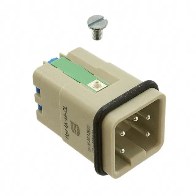 HARTING 09200042633 Han A Male Insert-Screw: Han 4A - Male - Quick Lock 20-14 AWG
