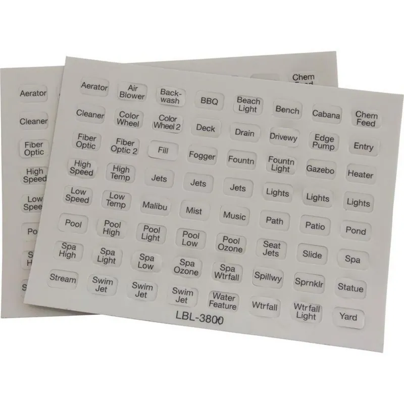 Pentair LBL3800 Label Set CP3800 Series