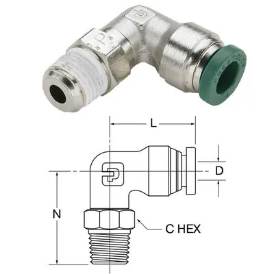 Legris W169PLP-3-2 Male Elbow Swivel