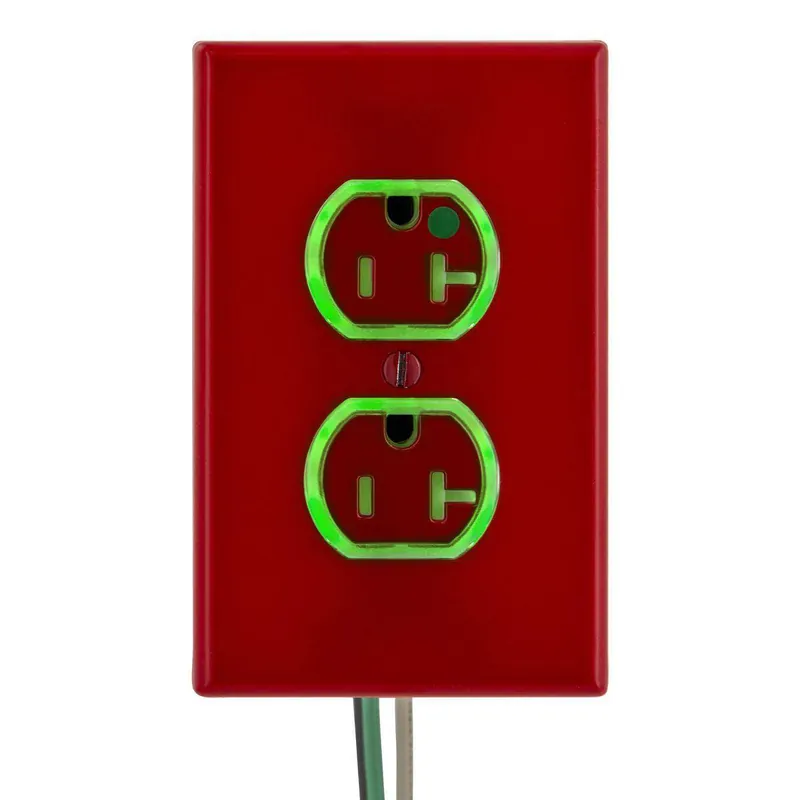 Wiring Device-Kellems SNAP8300RLTR Duplex Extra Heavy Duty Tamper-Resistant Straight Blade Receptacle With Power Indicating LED 125 VAC 20 A NEMA 5-20R