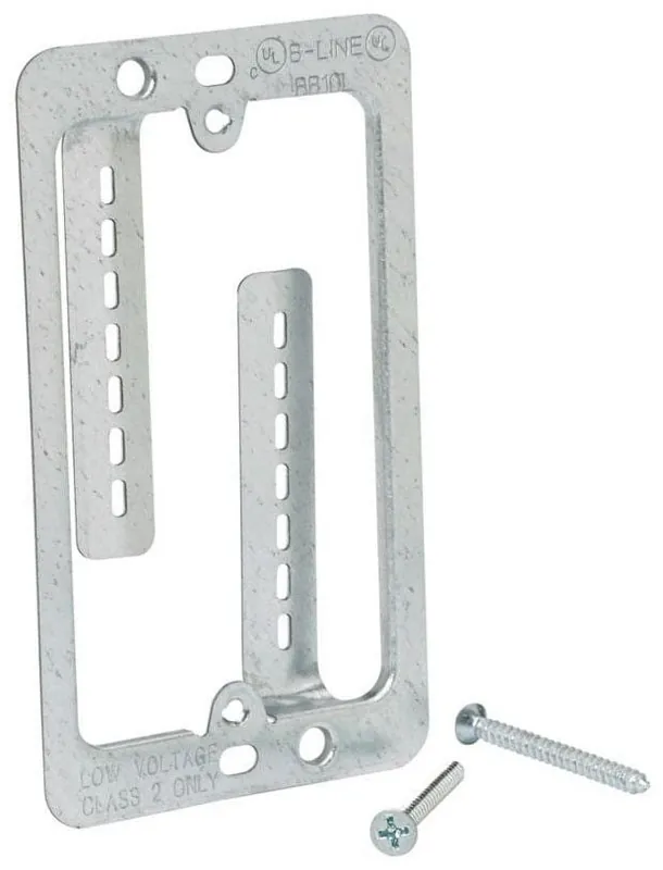 B-LINE BB10L Single Gang Faceplate Mounting Bracket for Low Voltage Applications, 1-1/4 Maximum Wall Thickness