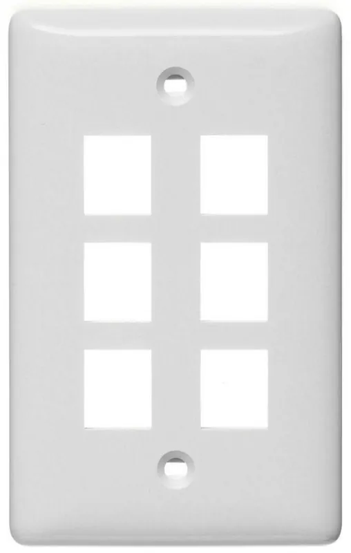 Hubbell Premise Wiring NSP16W NetSELECT Multimedia Faceplate Flush Mount 6-Port White