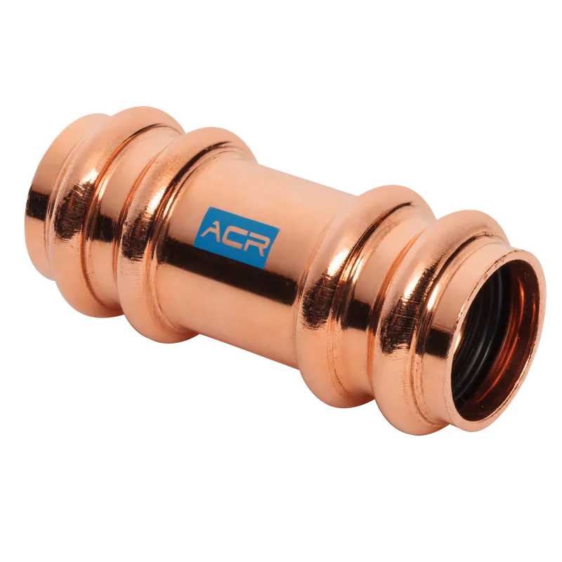 Mueller RP10147 ACR Press Copper Coupling, 0.08 x 1-1/8 OD (P x P) Staked Stop