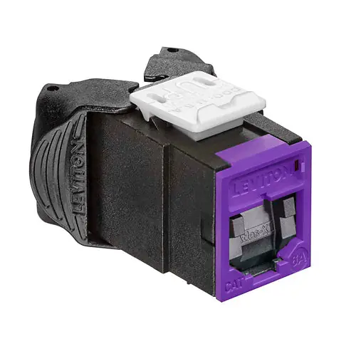 Leviton 6AUJK-SP6 Mod Jack, Atlas-X1, Category 6A UTP Connector, With Shutters, Purple