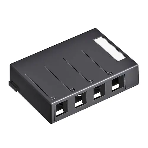 Leviton 41089-4EP Surface-Mount QuickPort Box, 4-Port, Black