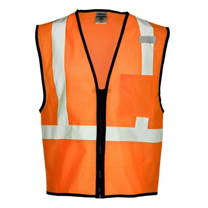 Kishigo 1520-L-XL LG/XL Orange Single Pocket Zipper Mesh Vest