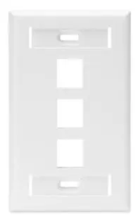 Leviton 42080-3WS Single-Gang QuickPort Wall Plate with ID Windows, 3-Port, White