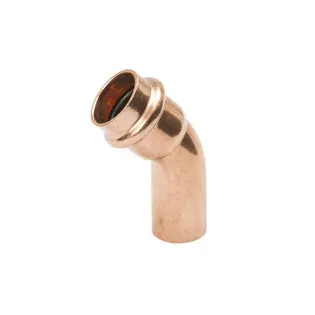 Mueller PF03326 Streamline PRS Copper Press Street Elbow, 45 Degrees, Small, P x FTG, 1/2 x 1/2