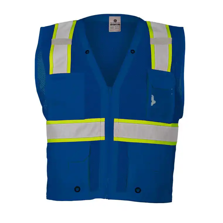 Kishigo B102SM Small-Medium Blue Enhanced Visibility Multi Pocket Vest
