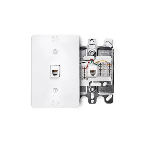 Leviton 40253-W Telephone Wall Phone Jack, 6P4C, Quick Connect, White