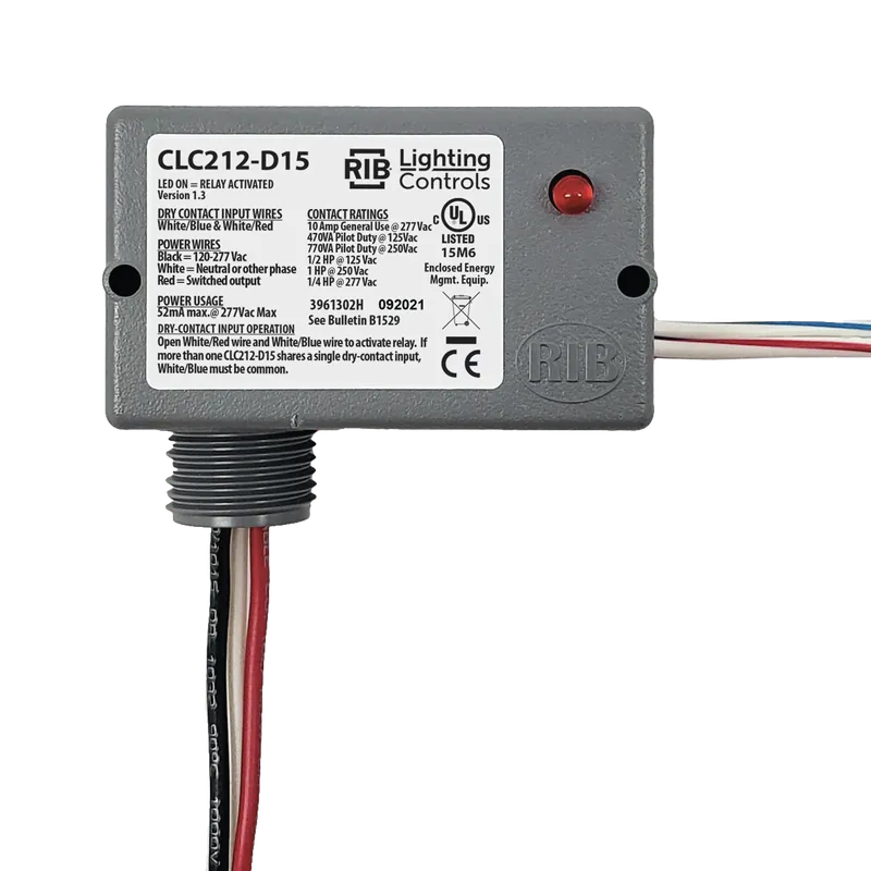 Functional Devices CLC212-D15 Enclosed Light Controller Relay 10 Amp SPST 120-277 Vac Power