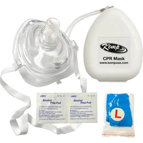 KEMP USA 10-501 CPR Mask with 02 Inlet in Hard Case